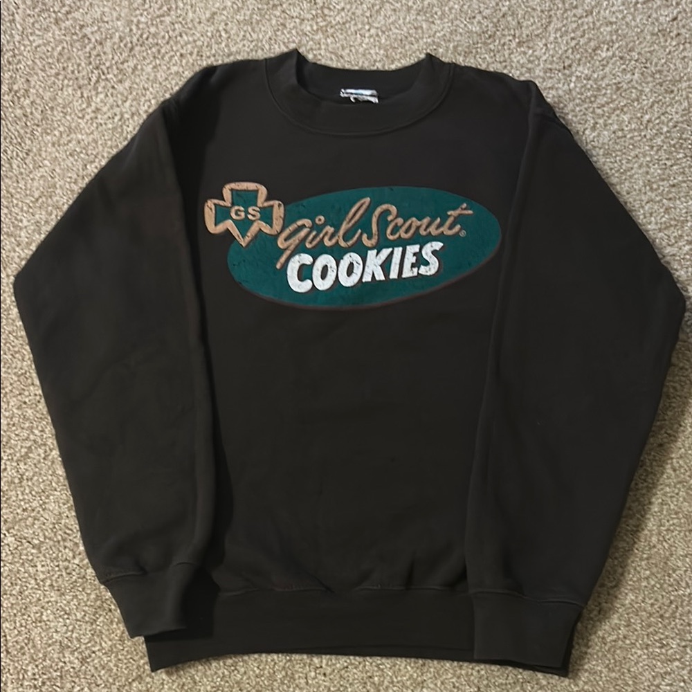 Vintage Girl Scout Cookies Brown Sweatshirt